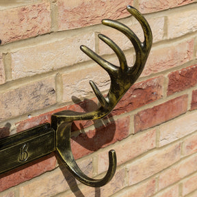 Stag Antlers Hose Pipe Holder - Antique Brass Finish - Brass bee