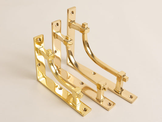 Polished Brass Vintage Industrial Style Solid Brass Shelf Brackets - Brass bee