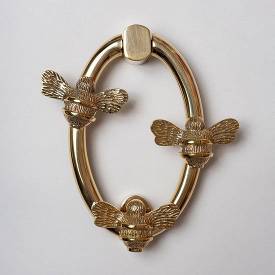 Solid Brass Nectar Bee Door Knockers - Premium Size - Brass bee