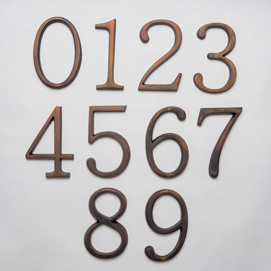 Premium Floating Plain House Numbers in Oiled Bronze Finish 0-9