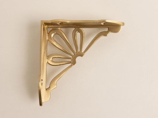 Satin Brass Flower Shelf Brackets - Heavy Duty Solid Brass - Brass bee