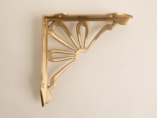 Satin Brass Flower Shelf Brackets - Heavy Duty Solid Brass - Brass bee