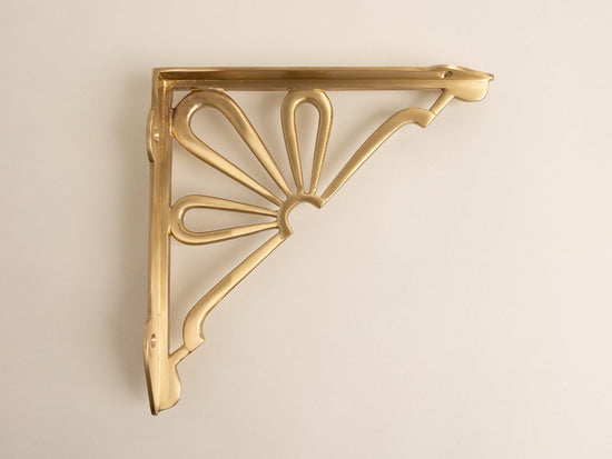 Satin Brass Flower Shelf Brackets - Heavy Duty Solid Brass - Brass bee