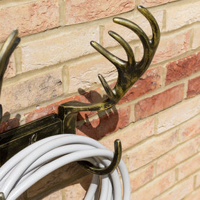 Stag Antlers Hose Pipe Holder - Antique Brass Finish - Brass bee
