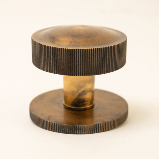 Straight Knurled Design Solid Brass Centre Door Knob