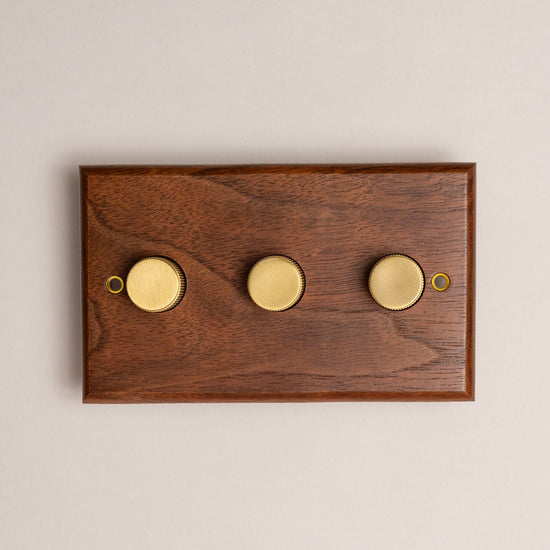 Black Walnut Switches and Sockets - W Series - Brass bee
