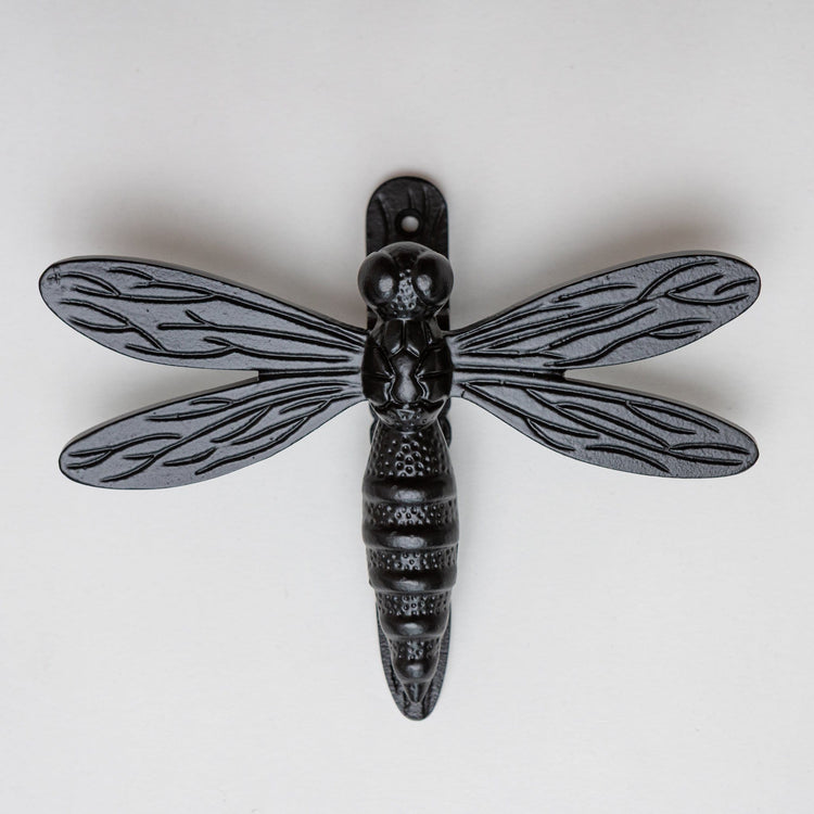Brass Dragonfly Door Knocker - Black Finish