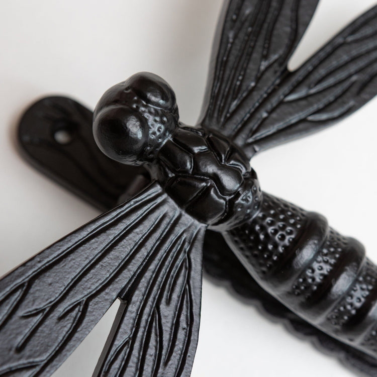 Brass Dragonfly Door Knocker - Black Finish