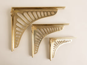 Polished Brass Sunrise Shelf Brackets - Heavy Duty Solid Brass - Brass bee
