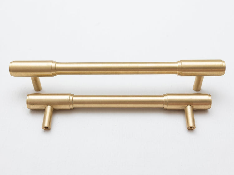Solid Brass Kitchen Pull Handles with Round Ends - Brass bee