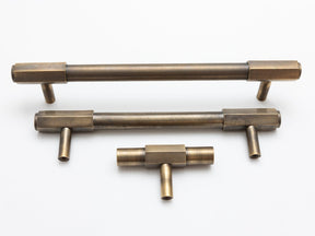 Solid Brass Kitchen Pull Handles with Hexagonal Ends - Antique Brass - Brass bee