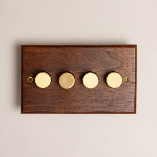 Black Walnut Switches and Sockets - W Series - Brass bee