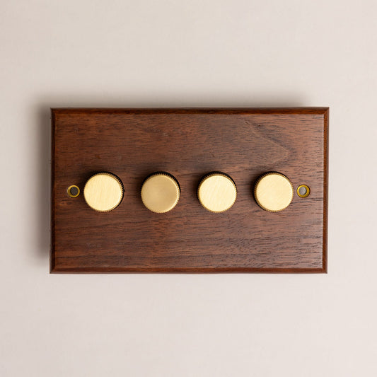 W-Series 4 Gang 1 Way Dimmer Switch – Black Walnut