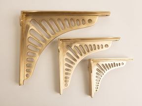 Satin Brass Sunrise Shelf Brackets - Heavy Duty Solid Brass - Brass bee