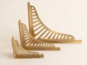 Satin Brass Sunrise Shelf Brackets - Heavy Duty Solid Brass - Brass bee