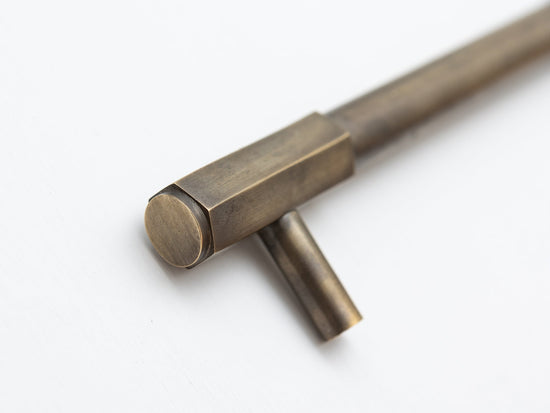 Solid Brass Kitchen Pull Handles with Hexagonal Ends - Antique Brass - Brass bee