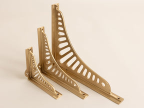 Satin Brass Sunrise Shelf Brackets - Heavy Duty Solid Brass - Brass bee