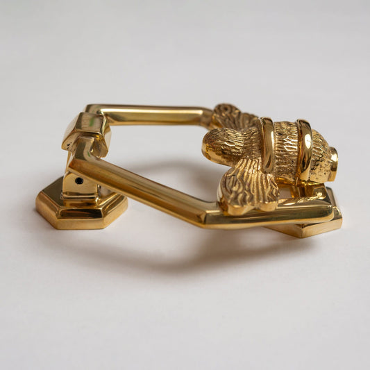 Brass Bumble Bee Honeycomb Door Knocker - Brass Finish - Brass bee
