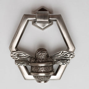 Brass Bumble Bee Honeycomb Door Knocker - Pewter Finish - Brass bee