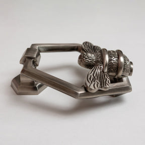 Brass Bumble Bee Honeycomb Door Knocker - Pewter Finish - Brass bee