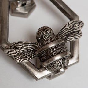 Brass Bumble Bee Honeycomb Door Knocker - Pewter Finish - Brass bee