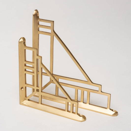 Solid Brass Camden Shelf Brackets - Satin Brass