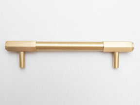 Solid Brass Kitchen Pull Handles with Hexagonal Ends - Satin Brass - Brass bee