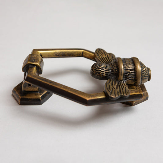 Brass Bumble Bee Honeycomb Door Knocker - Heritage Finish