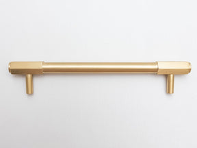 Solid Brass Kitchen Pull Handles with Hexagonal Ends - Satin Brass - Brass bee