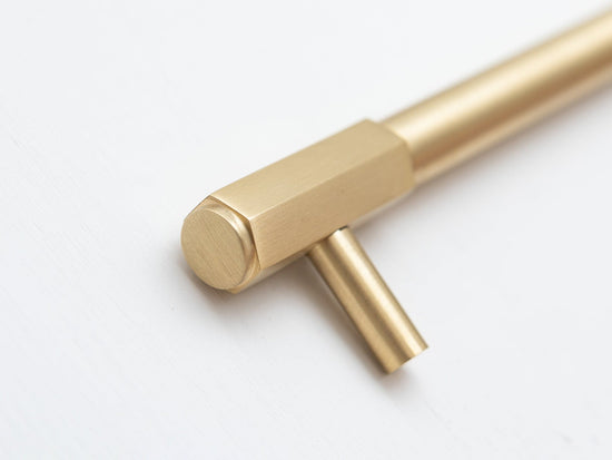 Solid Brass Kitchen Pull Handles with Hexagonal Ends - Satin Brass - Brass bee