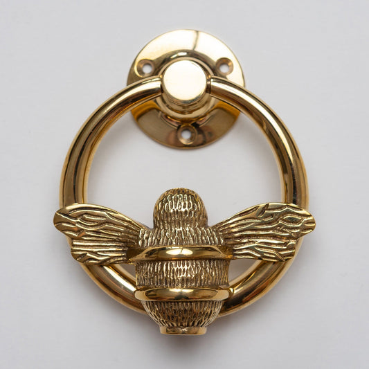 Brass Bumble Bee Ring Door Knocker - Brass Finish
