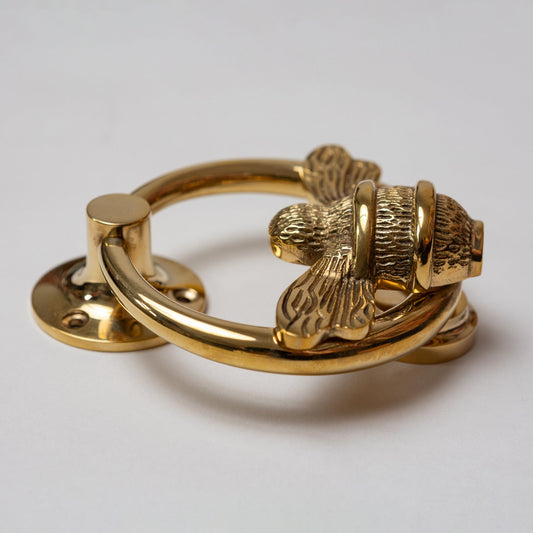 Brass Bumble Bee Ring Door Knocker - Brass Finish