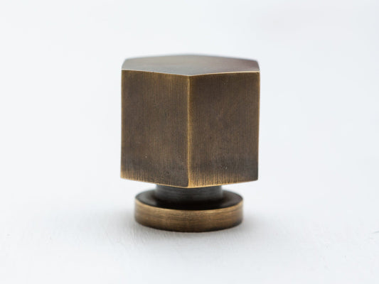 Brass hexagonal cabinet knob - Heavy - Brass bee