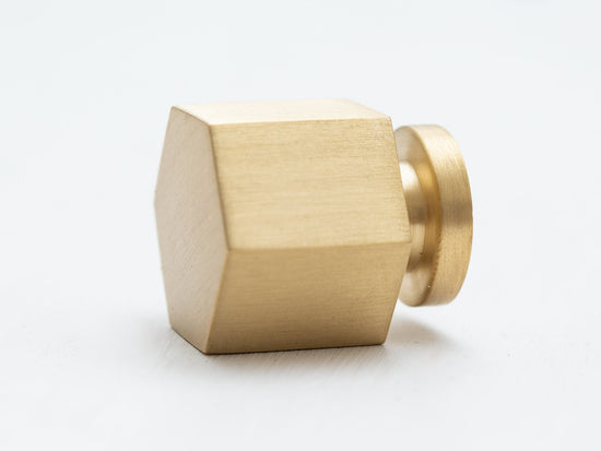 Brass hexagonal cabinet knob - Heavy - Brass bee