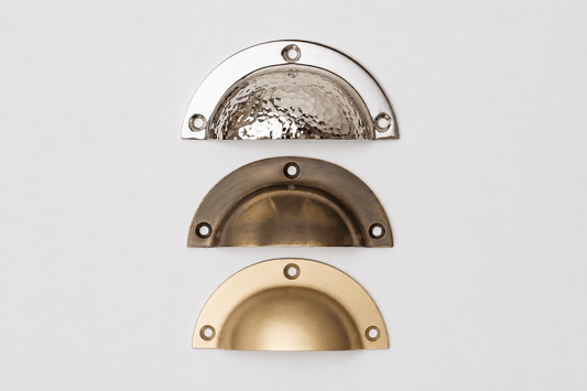 Solid Brass Victorian Kitchen Round Cup Pulls - Brass bee