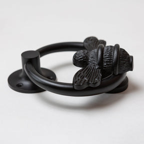 Brass Bumble Bee Ring Door Knocker - Black Finish - Brass bee