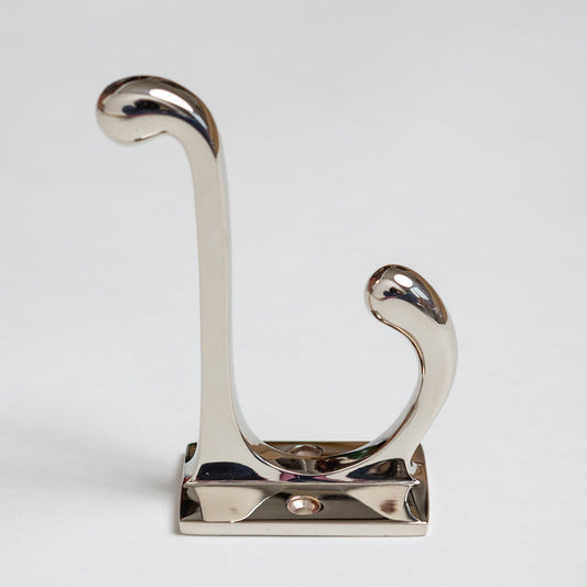 Solid Brass square Coat Hook - Nickel Finish