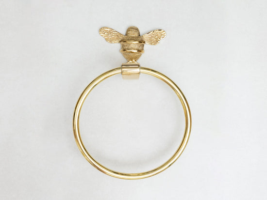 Brass bee Towel Ring with Bee - Brass bee