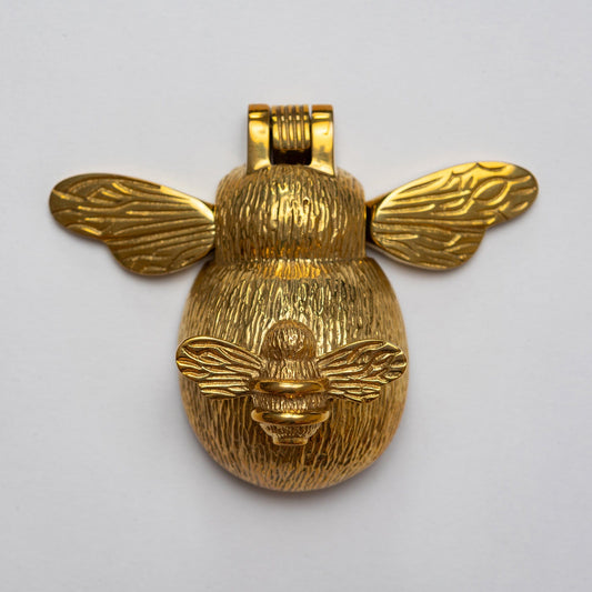 Brass Bee and Mini Bee Door Knocker - Brass Finish
