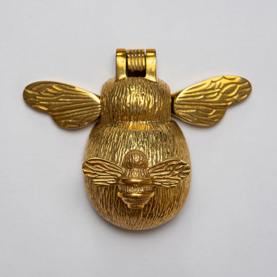 Brass Bee and Mini Bee Door Knocker - Brass Finish - Brass bee