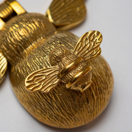 Brass Bee and Mini Bee Door Knocker - Brass Finish