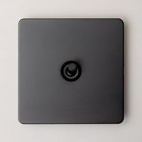Foundry Series Knurled Toggle Switch and Sockets – Matte Black - Brass bee