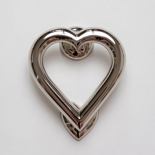 Brass Love Heart Door Knocker - Nickel Finish - Brass bee