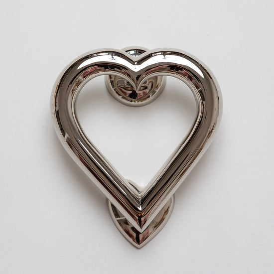 Brass Love Heart Door Knocker - Nickel Finish - Brass bee
