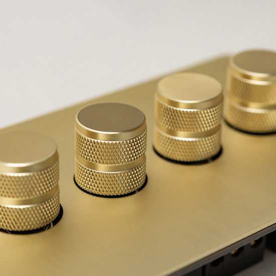 Foundry Series Knurled Toggle Switches and Sockets – Satin Brass - Brass bee