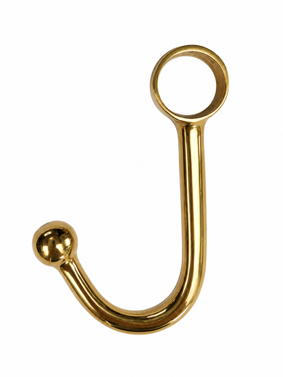 Polished Brass Hook Rail with 3 Brass hooks - Solid Brass - Brass bee