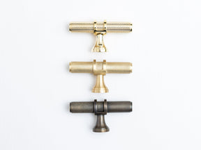 Solid Brass Knurled Kitchen Pull Handles & Knobs - Brass bee