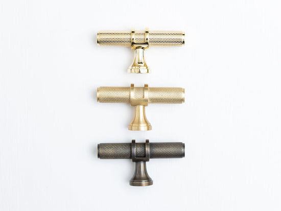 Solid Brass Knurled Kitchen Pull Handles & Knobs - Brass bee