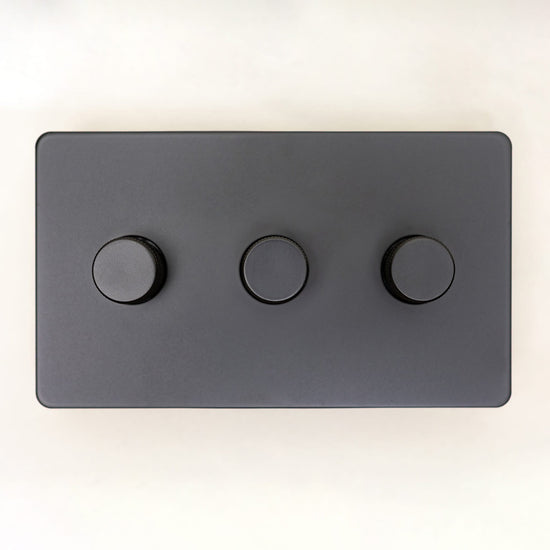 Foundry Series Knurled Toggle Switch and Sockets – Matte Black - Brass bee
