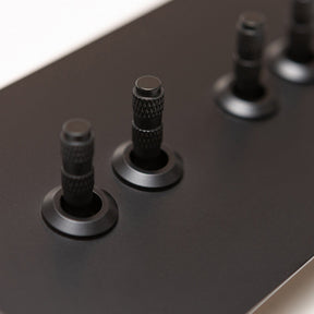 Foundry Series Knurled Toggle Switch and Sockets – Matte Black - Brass bee